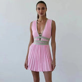 Mini-robe plissée en maille Fleur